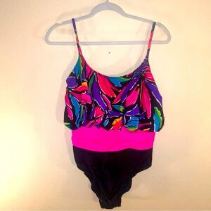 Vintage Catalina 80s/90s PinkNeon Swimsuit 12 Made in USA